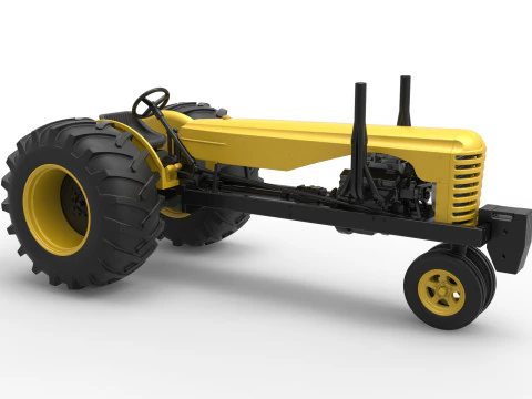 빈티지 소형 블록 당기는 트랙터 버전 2 스케일 1 ~ 25 3D 프린트 모델