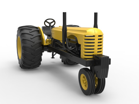 Vintage Small block Pulling tractor Version 2 Scale 1 to 25 3D-printmodel