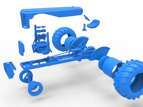 빈티지 소형 블록 당기는 트랙터 버전 2 스케일 1 ~ 25 3D 프린트 모델