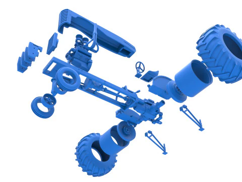 빈티지 소형 블록 당기는 트랙터 버전 2 스케일 1 ~ 25 3D 프린트 모델