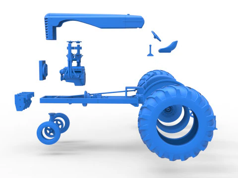 빈티지 소형 블록 당기는 트랙터 버전 2 스케일 1 ~ 25 3D 프린트 모델