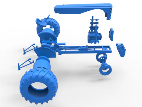 빈티지 소형 블록 당기는 트랙터 버전 2 스케일 1 ~ 25 3D 프린트 모델