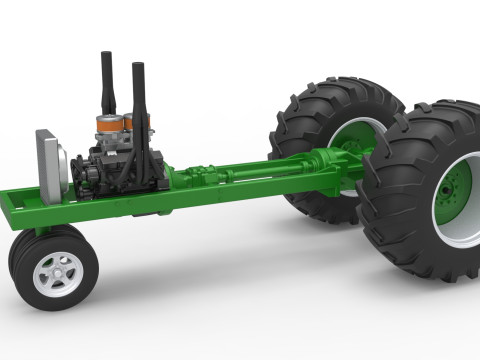 Vintage Small block Pulling tractor Base Version 2 Scale 1 to 25 3D Print Model