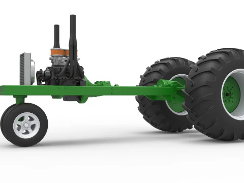 Vintage Small block Pulling tractor Base Version 2 Scale 1 to 25 3D Print Model