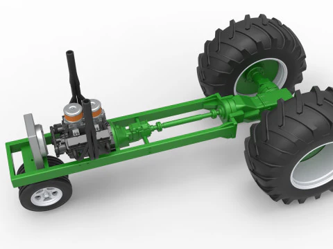 Vintage Small block Pulling tractor Base Version 2 Scale 1 to 25 3D Print Model