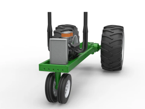 Vintage Small block Pulling tractor Base Version 2 Scale 1 to 25 3D Print Model