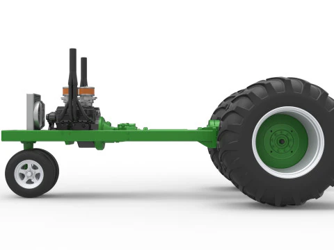 Vintage Small block Pulling tractor Base Version 2 Scale 1 to 25 3D Print Model