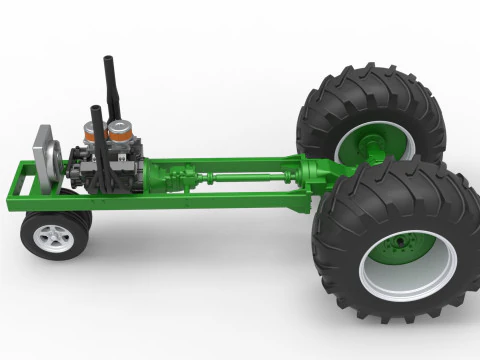 Vintage Small block Pulling tractor Base Version 2 Scale 1 to 25 3D Print Model