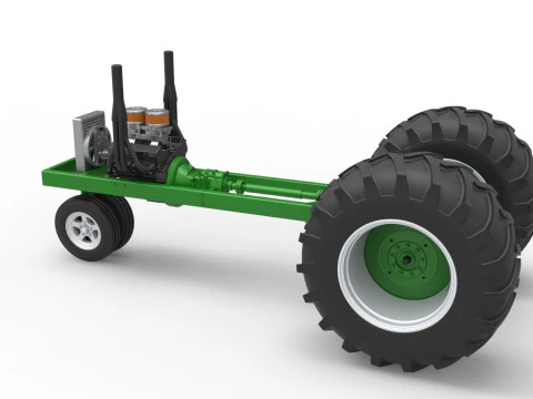 Vintage Small block Pulling tractor Base Version 2 Scale 1 to 25 3D Print Model