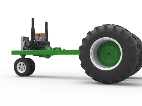 Vintage Small block Pulling tractor Base Version 2 Scale 1 to 25 Model do druku 3D