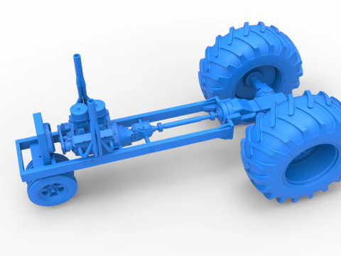 Vintage Small block Pulling tractor Base Version 2 Scale 1 to 25 3D Print Model