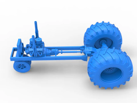 Vintage Small block Pulling tractor Base Version 2 Scale 1 to 25 3D Print Model