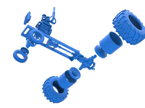 Vintage Small block Pulling tractor Base Version 2 Scale 1 to 25 3D Print Model