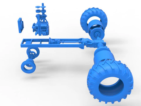 Vintage Small block Pulling tractor Base Version 2 Scale 1 to 25 3D Print Model