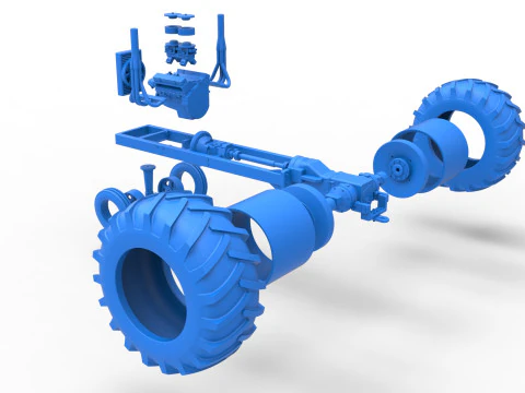 Vintage Small block Pulling tractor Base Version 2 Scale 1 to 25 3D Print Model