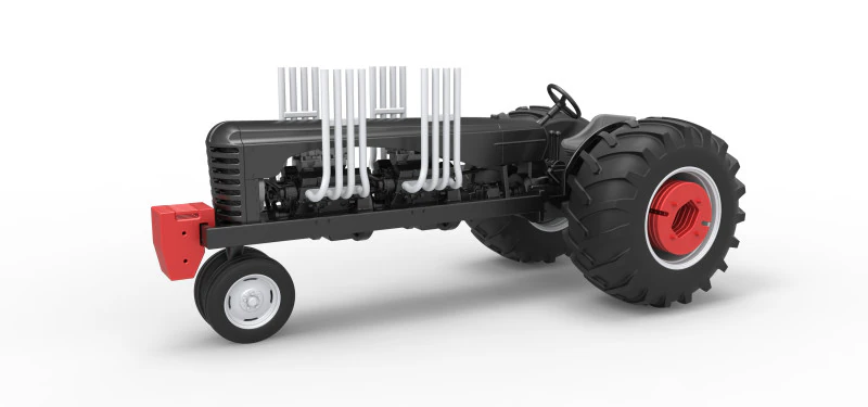 Vintage Small block Pulling tractor Version 3 Scale 1 to 25 3D Print Model .c4d .max .obj .3ds .fbx .stl .blend 