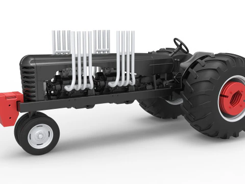 विंटेज छोटा ब्लॉक पुलिंग ट्रैक्टर संस्करण 3 स्केल 1 से 25 3D प्रिंट मॉडल