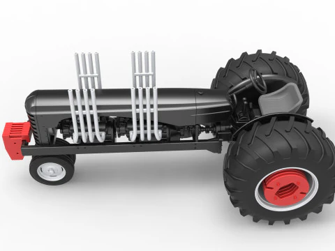 Vintage Small block Pulling tractor Version 3 Scale 1 to 25 3D Print Model