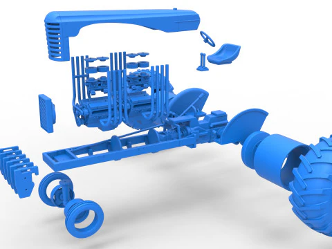 Vintage Small block Pulling tractor Version 3 Scale 1 to 25 3D Print Model