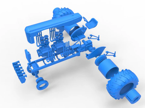 Vintage Small block Pulling tractor Version 3 Scale 1 to 25 3D Print Model