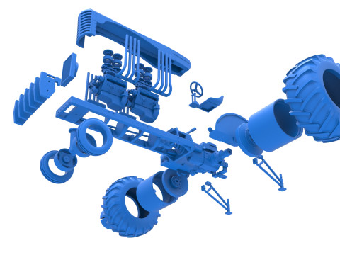 Vintage Small block Pulling tractor Version 3 Scale 1 to 25 3D 프린트 모델