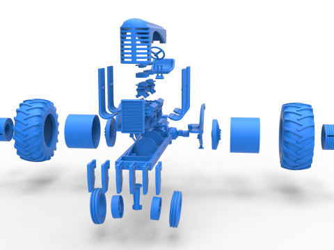 Vintage Small block Pulling tractor Version 3 Scale 1 to 25 3D 프린트 모델