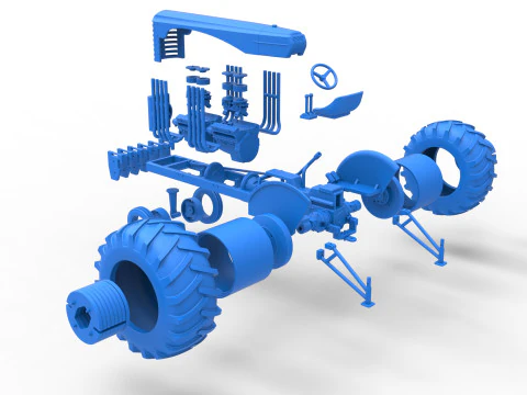 Vintage Small block Pulling tractor Version 3 Scale 1 to 25 3D Print Model