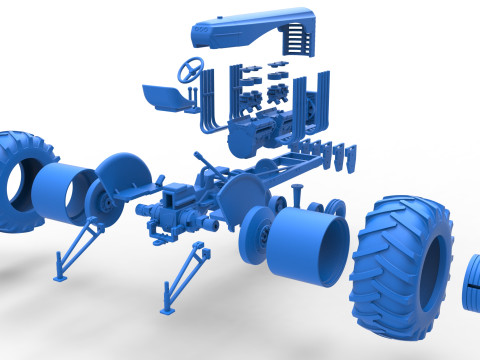Vintage Small block Pulling tractor Version 3 Scale 1 to 25 3D 프린트 모델