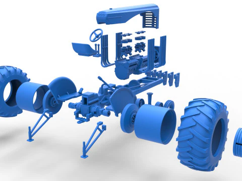 Vintage Small block Pulling tractor Version 3 Scale 1 to 25 3D Print Model