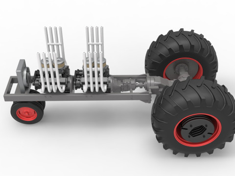 Vintage Small block Pulling tractor Base Version 3 Scale 1 to 25 Modèles 3D en vedette