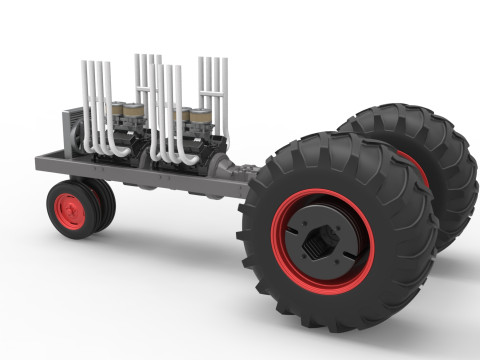 Vintage Small block Pulling tractor Base Version 3 Scale 1 to 25 Modèles 3D en vedette