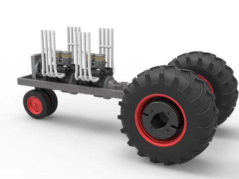 Vintage Small block Pulling tractor Base Version 3 Scale 1 to 25 3D Print Model