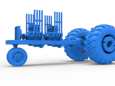 Vintage Small block Pulling tractor Base Version 3 Scale 1 to 25 3D Print Model