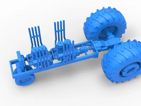 Vintage Small block Pulling tractor Base Version 3 Scale 1 to 25 3D Print Model