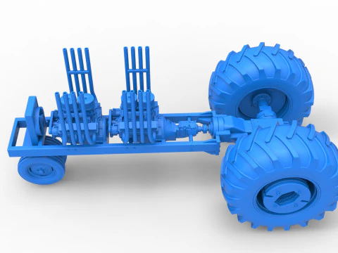 Vintage Small block Pulling tractor Base Version 3 Scale 1 to 25 3D Print Model