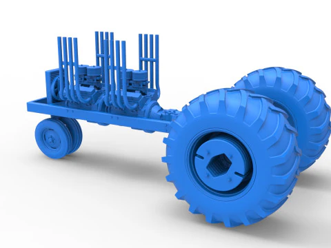 Vintage Small block Pulling tractor Base Version 3 Scale 1 to 25 3D Print Model