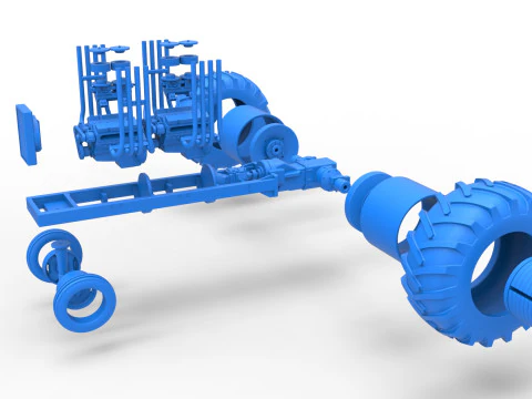Vintage Small block Pulling tractor Base Version 3 Scale 1 to 25 3D Print Model