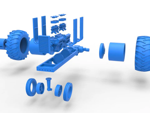 Vintage Small block Pulling tractor Base Version 3 Scale 1 to 25 3D Print Model