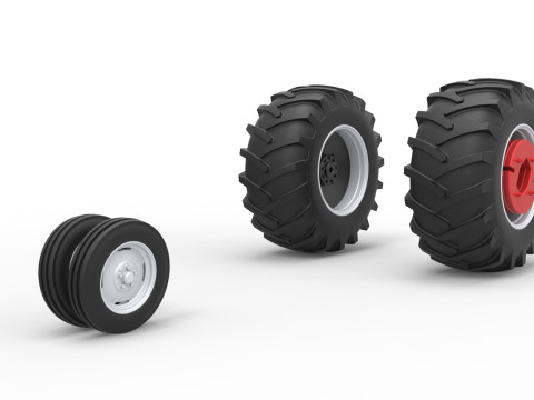 Wheel Set of Vintage Small block Pulling tractor Version 2 Scale 1 to 25 3D प्रिंट मॉडल