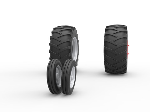 Wheel Set of Vintage Small block Pulling tractor Version 2 Scale 1 to 25 3D प्रिंट मॉडल
