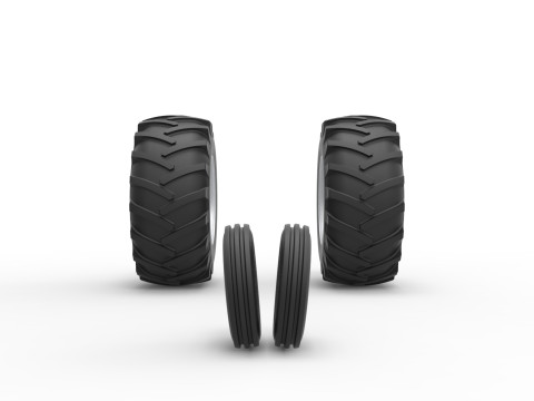 Wheel Set of Vintage Small block Pulling tractor Version 2 Scale 1 to 25 3D प्रिंट मॉडल