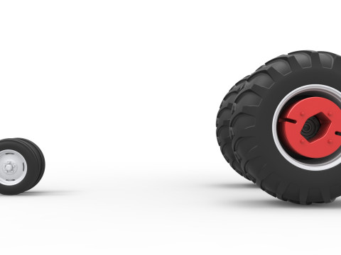 Wheel Set of Vintage Small block Pulling tractor Version 2 Scale 1 to 25 3D प्रिंट मॉडल