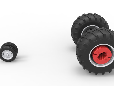Wheel Set of Vintage Small block Pulling tractor Version 2 Scale 1 to 25 3D प्रिंट मॉडल