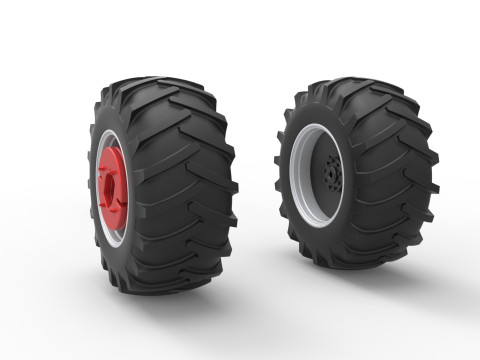 Wheel Set of Vintage Small block Pulling tractor Version 2 Scale 1 to 25 3D प्रिंट मॉडल