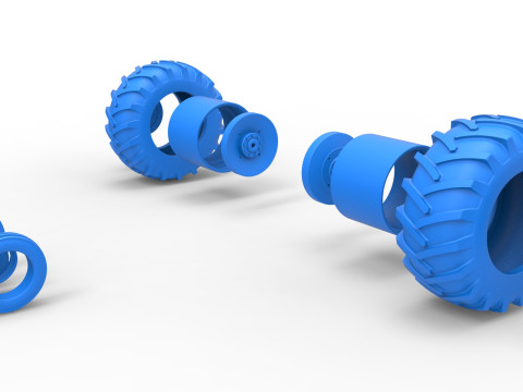 Wheel Set of Vintage Small block Pulling tractor Version 2 Scale 1 to 25 3D प्रिंट मॉडल