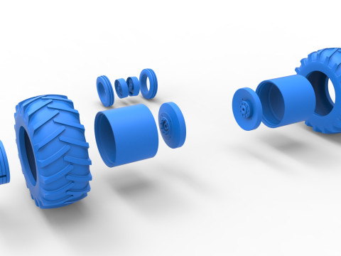 Wheel Set of Vintage Small block Pulling tractor Version 2 Scale 1 to 25 3D प्रिंट मॉडल