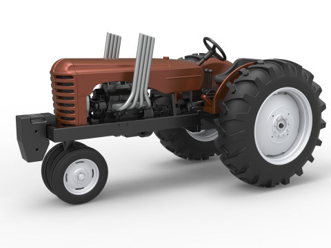 Vintage Small block Pulling tractor Version 4 Scale 1 to 25 3D Print Model