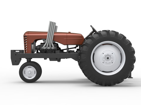Vintage Small block Pulling tractor Version 4 Scale 1 to 25 3D Print Model