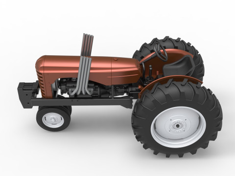 Vintage Small block Pulling tractor Version 4 Scale 1 to 25 3D Print Model
