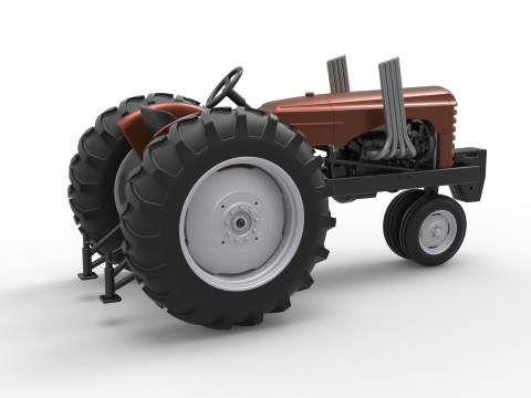 Vintage Small block Pulling tractor Version 4 Scale 1 to 25 3D Print Model